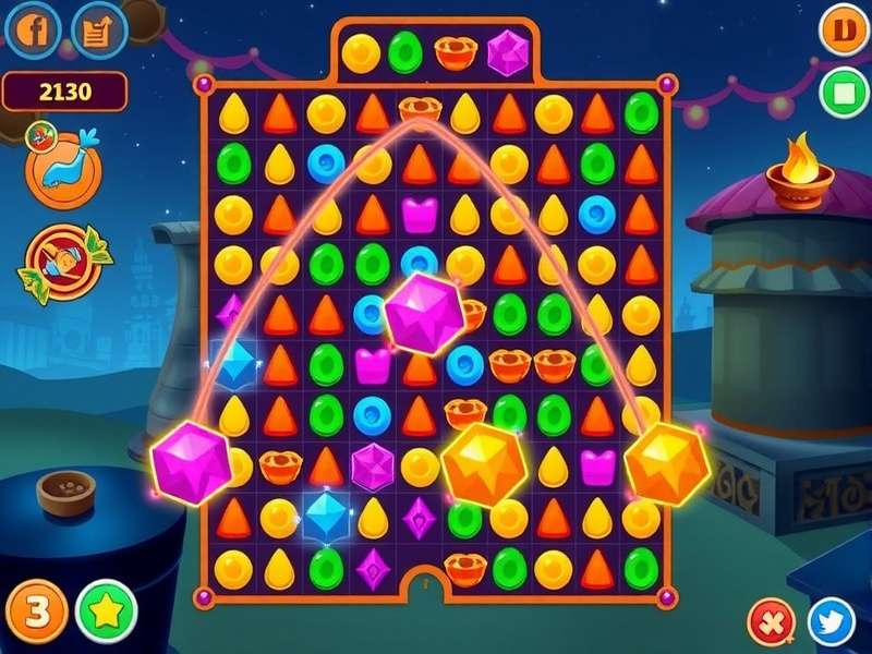 Ginger Blast Journey gameplay screenshot showing colorful puzzle board